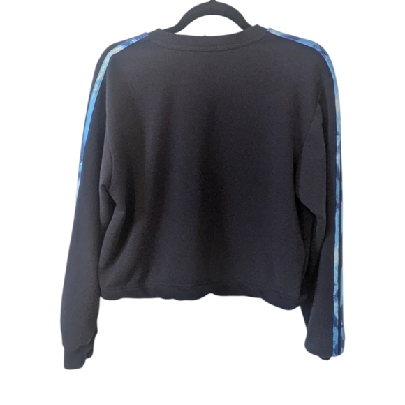 Adidas Women's 3-Striped Floral Print French Terry Sweatshirt Blue - Picture 6 of 9